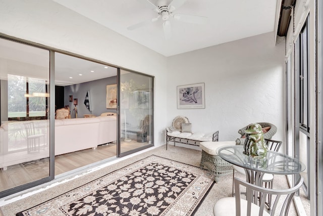 23 Westgate Ln Unit E, Boynton Beach, FL 33436 - living area featuring a ceiling fan