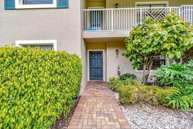 doorway to property with a balcony