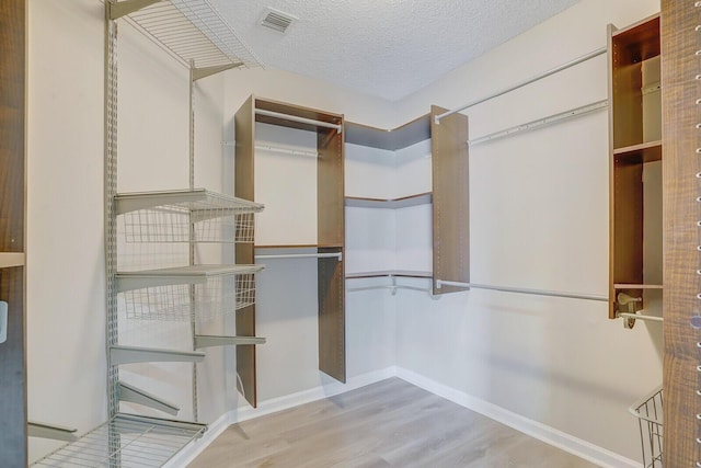 spacious closet featuring light wood-type flooring