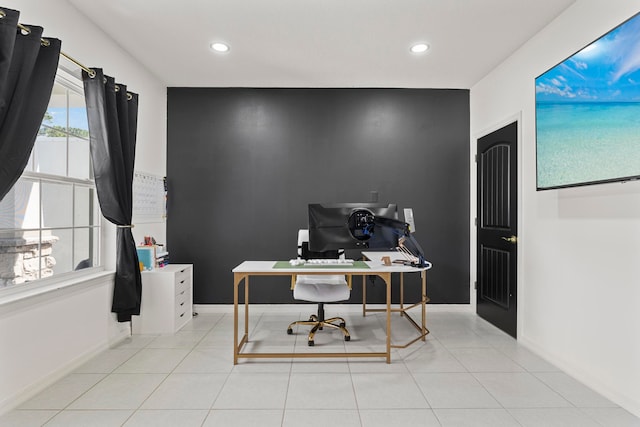 office area featuring light tile patterned floors