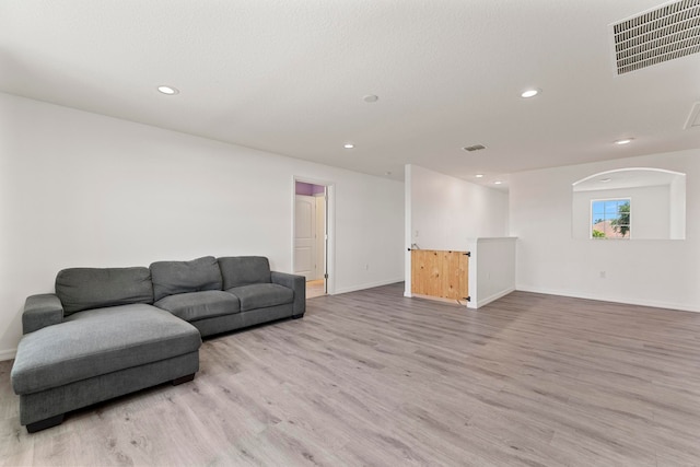 living room featuring light hardwood / wood-style floors