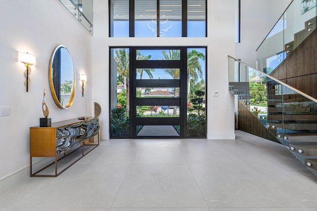 foyer with a high ceiling