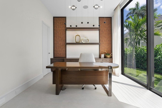 home office with a wall of windows