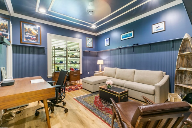 home office featuring wood-type flooring