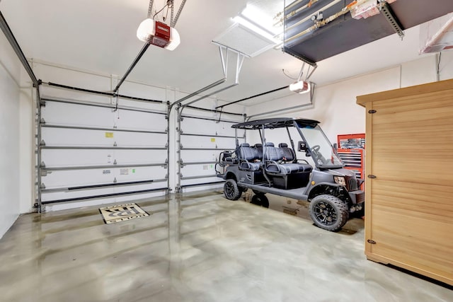 garage with a garage door opener