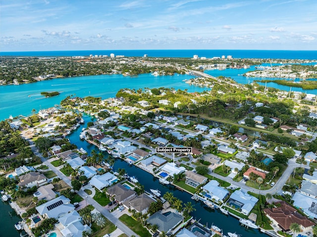 bird's eye view featuring a water view