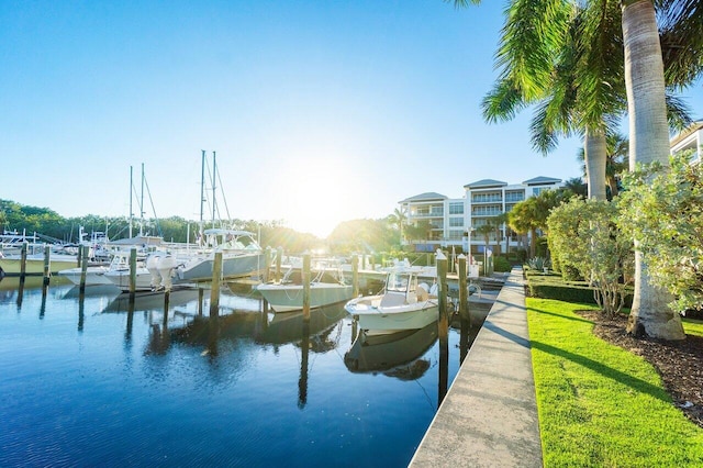 view of dock featuring a water view