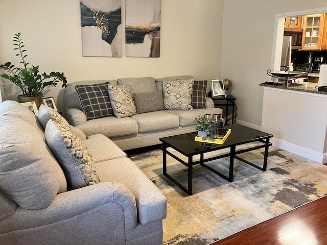 living room with hardwood / wood-style flooring