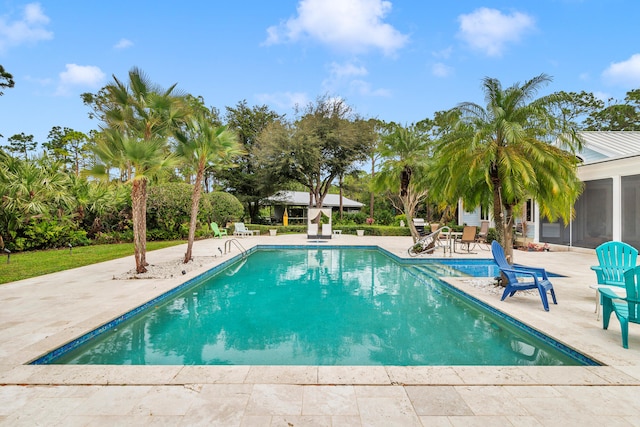 view of pool featuring a patio