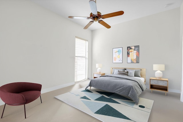 bedroom featuring ceiling fan