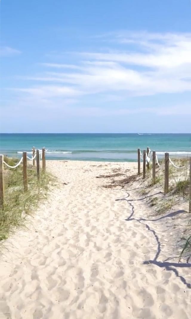 view of water feature with a view of the beach