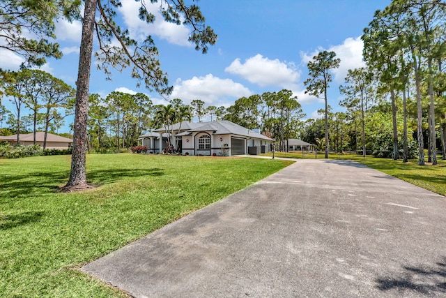 ranch-style house featuring a front lawn