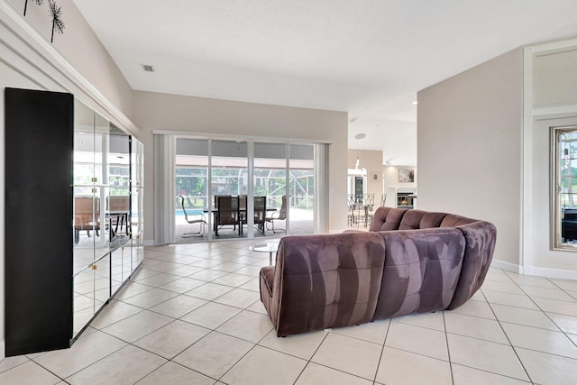 view of tiled living room