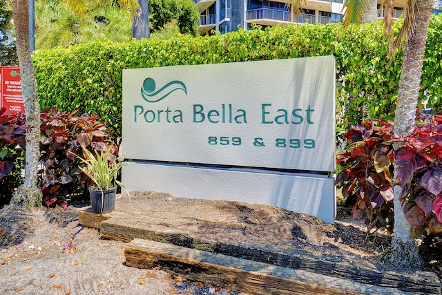 view of community sign