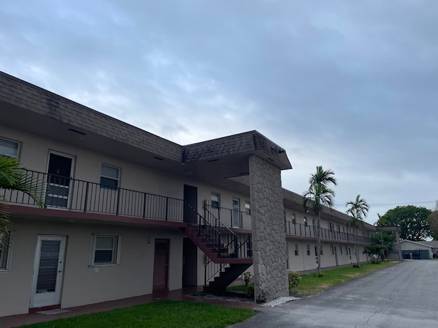 view of building exterior featuring a garage