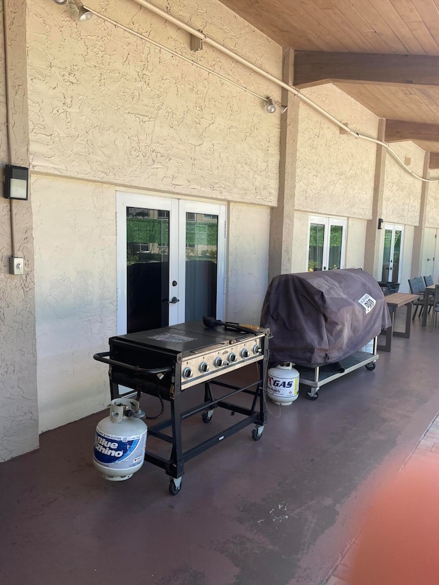 view of patio with grilling area and french doors