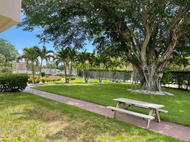 view of property's community with a yard