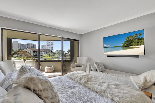 bedroom featuring ornamental molding