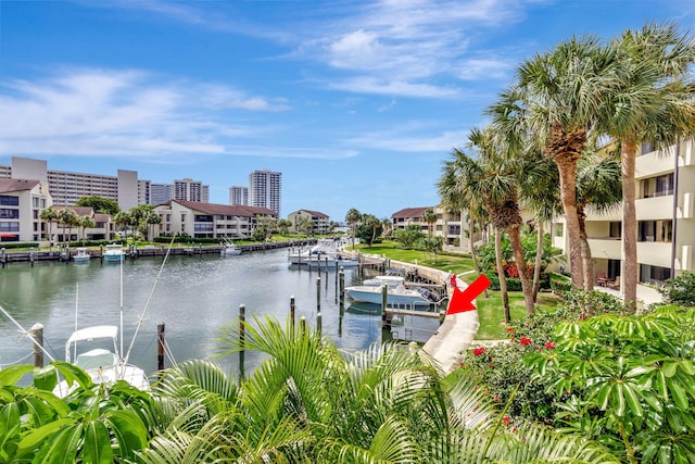 water view with a dock