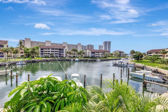 water view with a boat dock