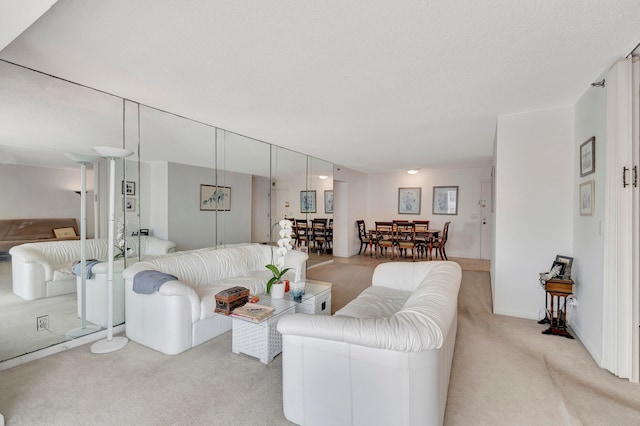 living room with light colored carpet