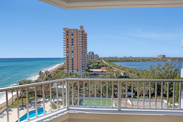 balcony with a water view