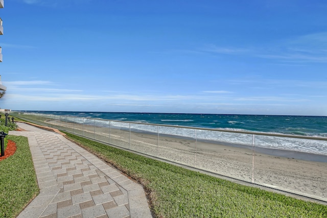 view of water feature with a view of the beach