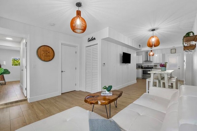 living room with light wood-type flooring