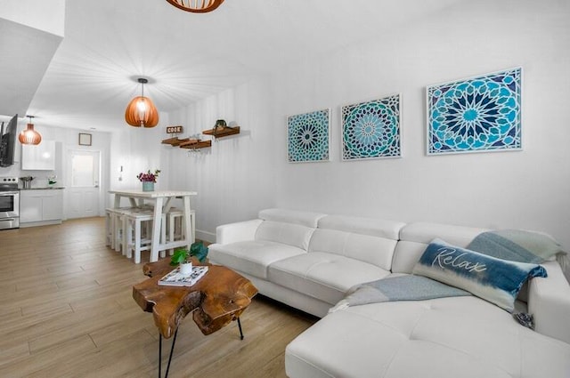 living room featuring light hardwood / wood-style flooring