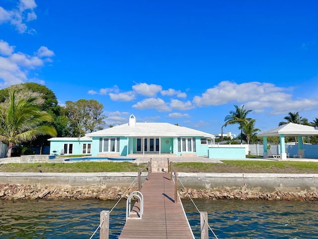 view of dock featuring a water view