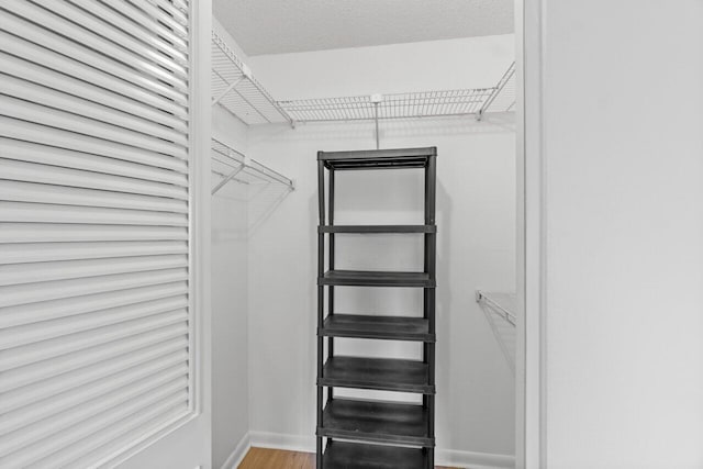 walk in closet featuring hardwood / wood-style flooring