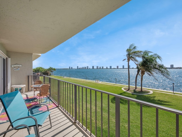 balcony with a water view