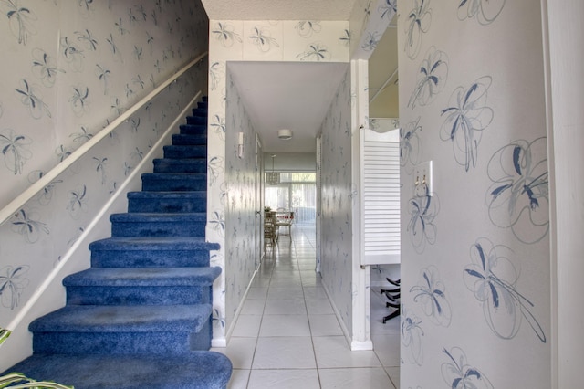 stairs with tile floors