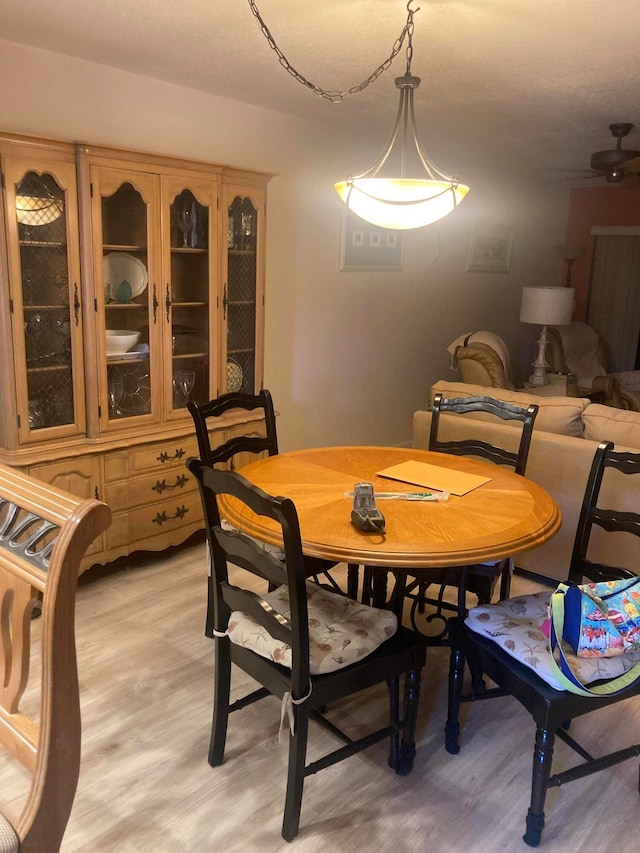 dining space featuring light wood-type flooring