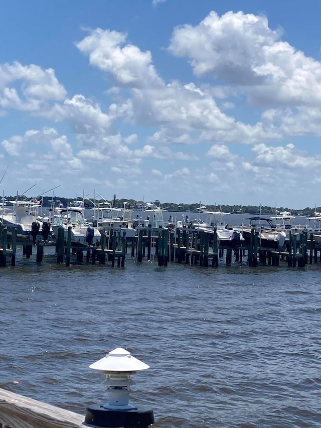 view of dock featuring a water view