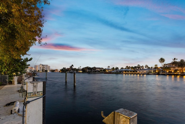 property view of water featuring a dock