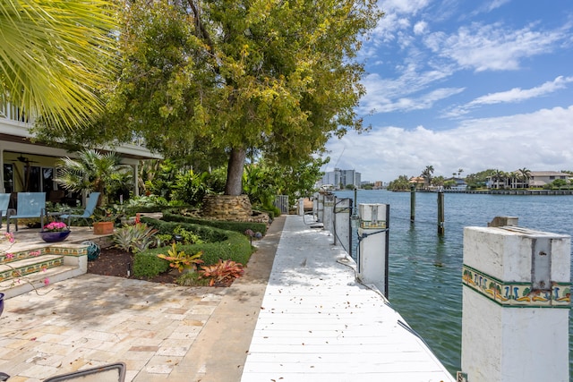 view of dock featuring a water view