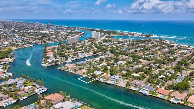 bird's eye view featuring a water view