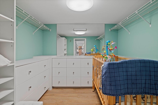 walk in closet featuring light hardwood / wood-style flooring