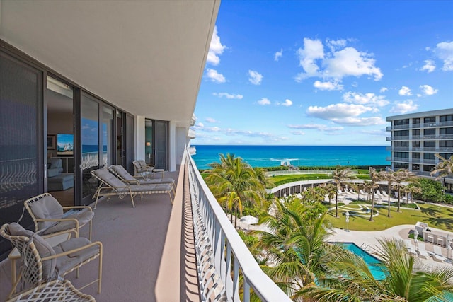 balcony with a water view