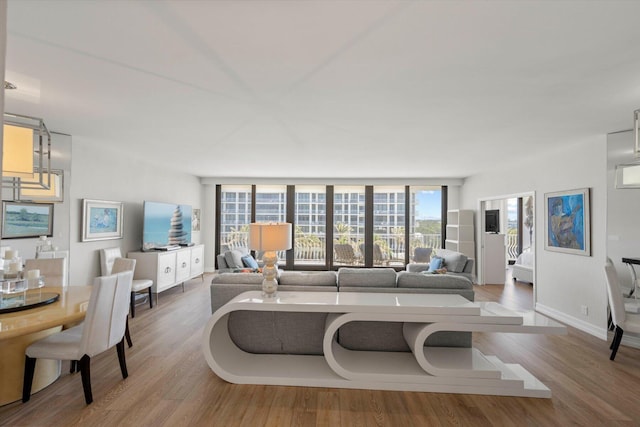 living room with hardwood / wood-style floors