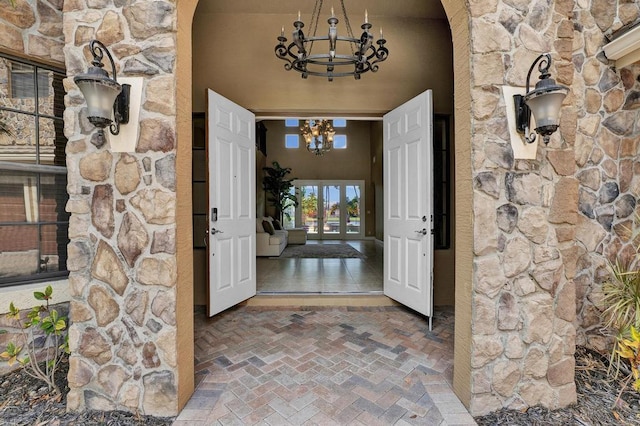 property entrance featuring french doors