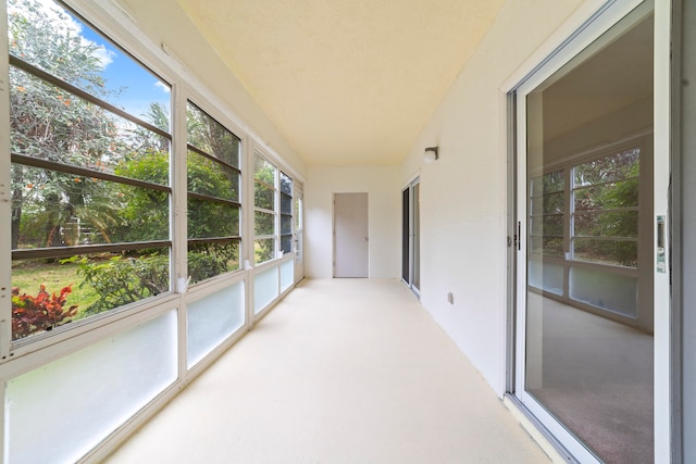 view of unfurnished sunroom