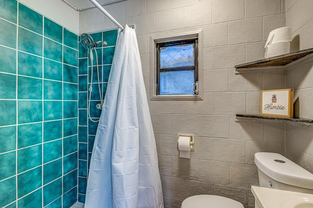 bathroom featuring walk in shower, vanity, and toilet