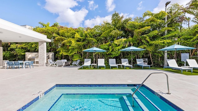 view of pool featuring a patio