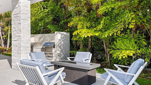 view of patio / terrace featuring an outdoor kitchen