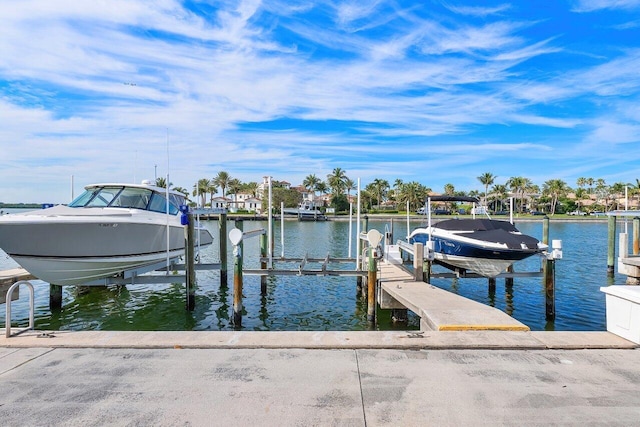 view of dock featuring a water view