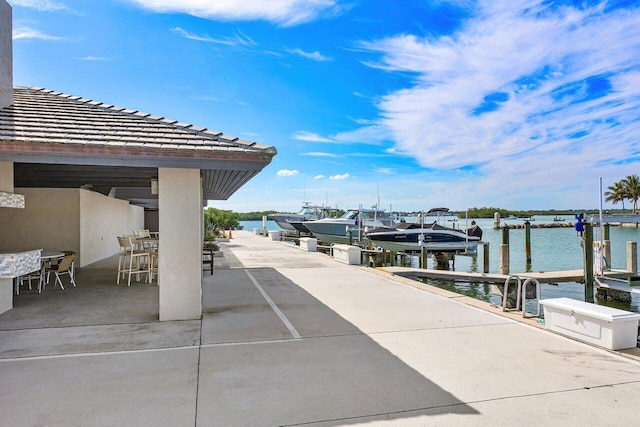 view of dock featuring a water view