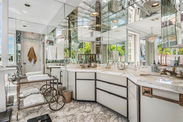 bathroom with tile flooring and vanity