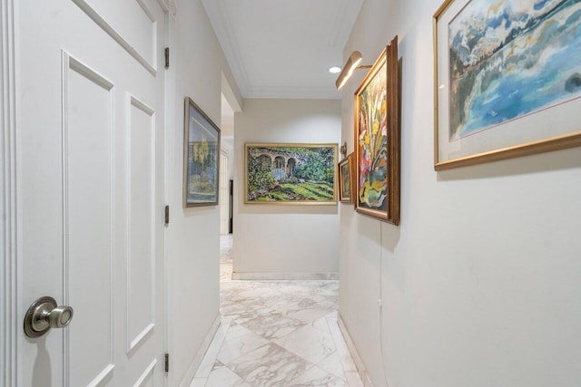 hall featuring light tile flooring